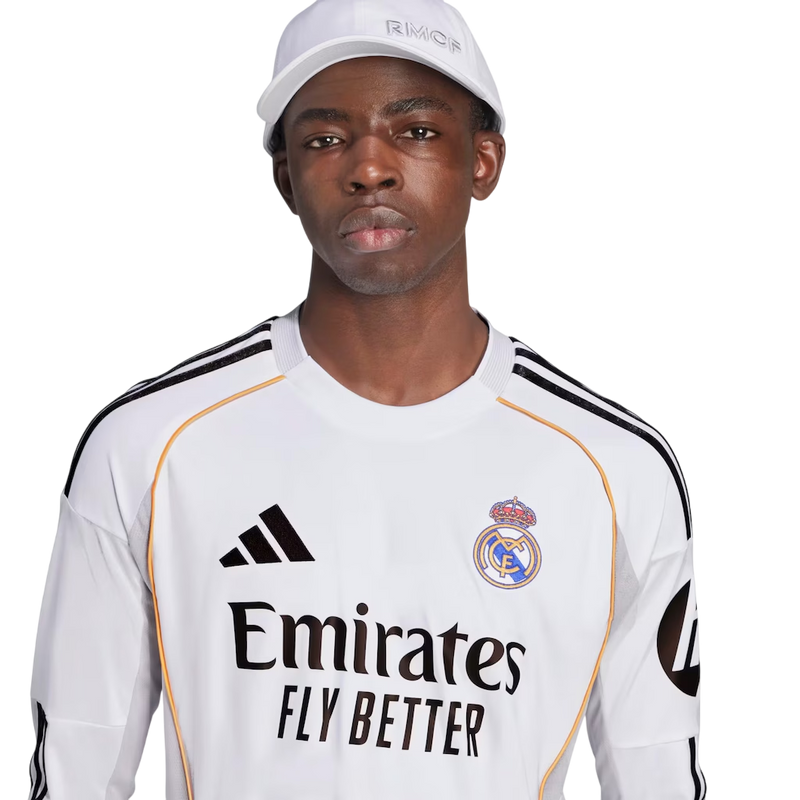 Camisa Real Madrid Home Manga Comprida 25/26 Torcedor Masculina Branca
