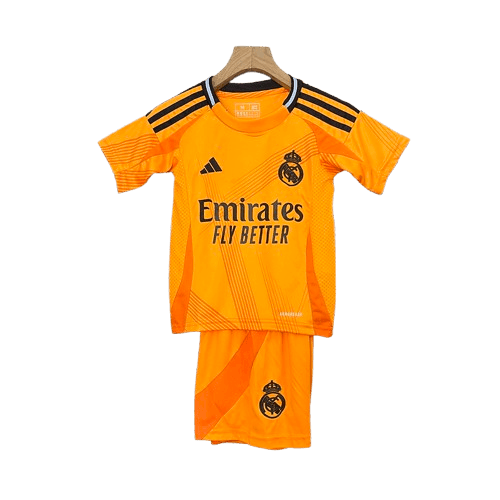Conjunto Infantil Real Madrid ll 2024/25 Laranja - Modelo Torcedor