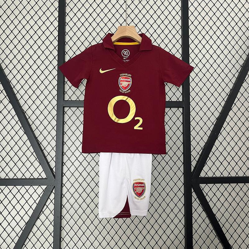 Conjunto Retrô Infantil Arsenal l 2005/06 Torcedor Vermelho