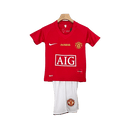 Conjunto Retrô Infantil Manchester United l 2007/08 Torcedor Vermelho