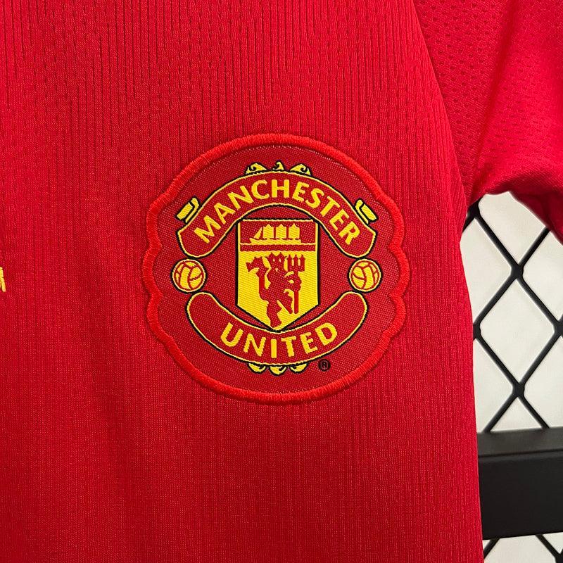 Conjunto Retrô Infantil Manchester United l 2007/08 Torcedor Vermelho