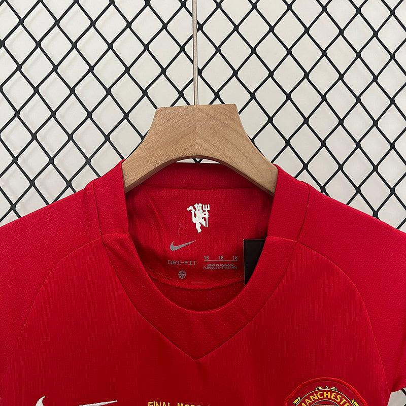 Conjunto Retrô Infantil Manchester United l 2007/08 Torcedor Vermelho