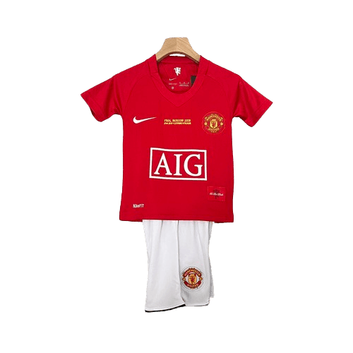 Conjunto Retrô Infantil Manchester United l 2007/08 Torcedor Vermelho