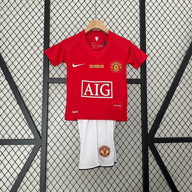 Conjunto Retrô Infantil Manchester United l 2007/08 Torcedor Vermelho