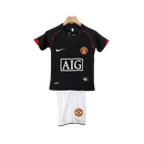 Conjunto Retrô Infantil Manchester United ll 2007/08 Torcedor Preto