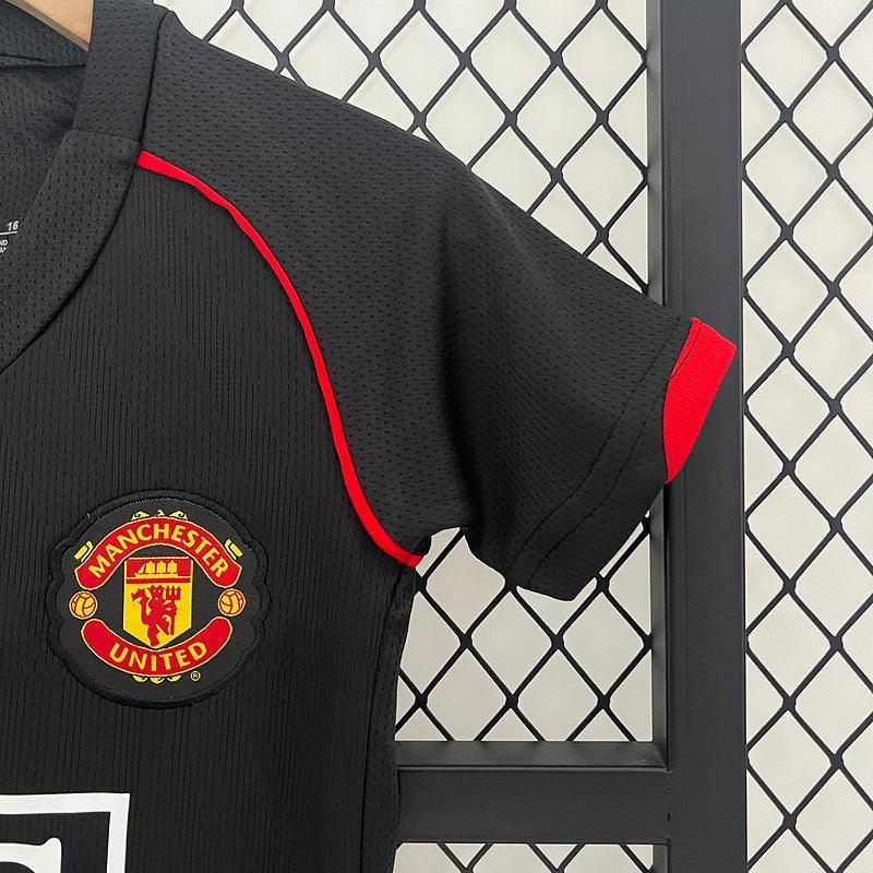 Conjunto Retrô Infantil Manchester United ll 2007/08 Torcedor Preto