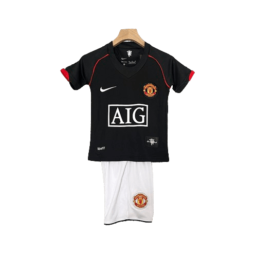Conjunto Retrô Infantil Manchester United ll 2007/08 Torcedor Preto