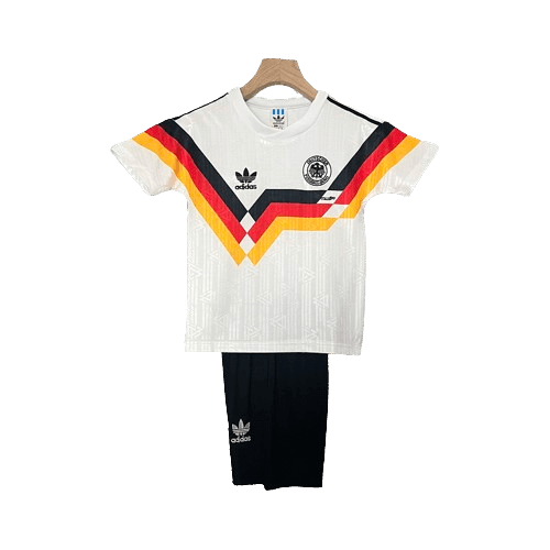 Conjunto Retrô Infantil Seleção Alemanha l 1990 Branco Modelo Torcedor