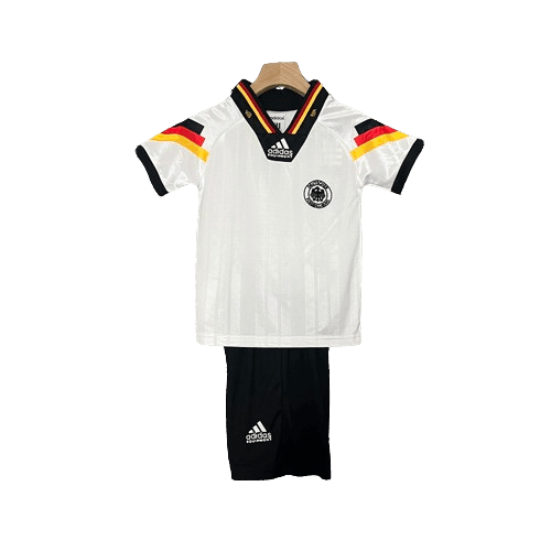 Conjunto Retrô Infantil Seleção Alemanha l 1992 Branco Modelo Torcedor