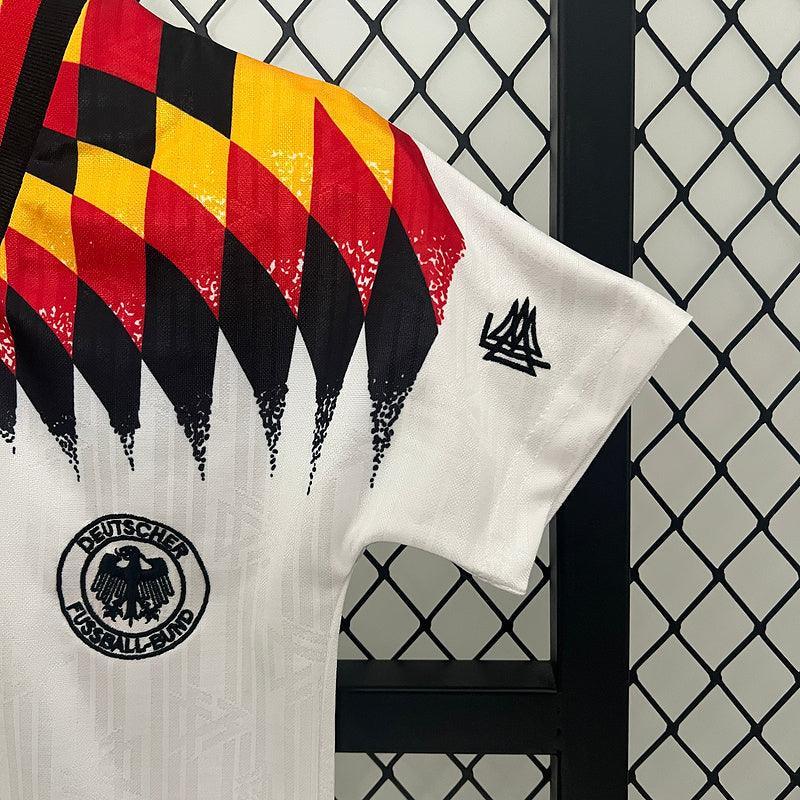 Conjunto Retrô Infantil Seleção Alemanha l 1994 Branco Modelo Torcedor