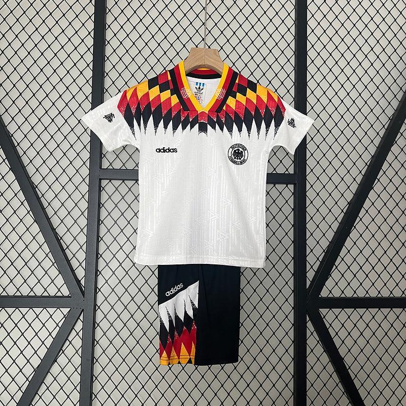 Conjunto Retrô Infantil Seleção Alemanha l 1994 Branco Modelo Torcedor