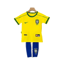 Conjunto Retrô Infantil Seleção Brasil l 1998 Amarelo Modelo Torcedor