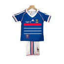 Conjunto Retrô Infantil Seleção França l 1998 Azul Modelo Torcedor