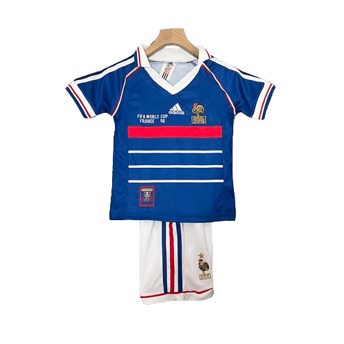 Conjunto Retrô Infantil Seleção França l 1998 Azul Modelo Torcedor
