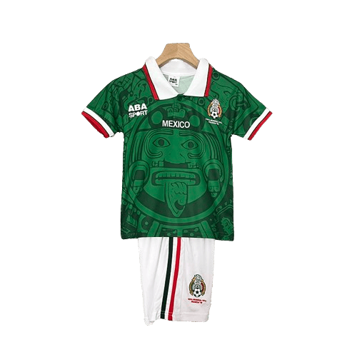 Conjunto Retrô Infantil Seleção México l 1998 Torcedor Verde