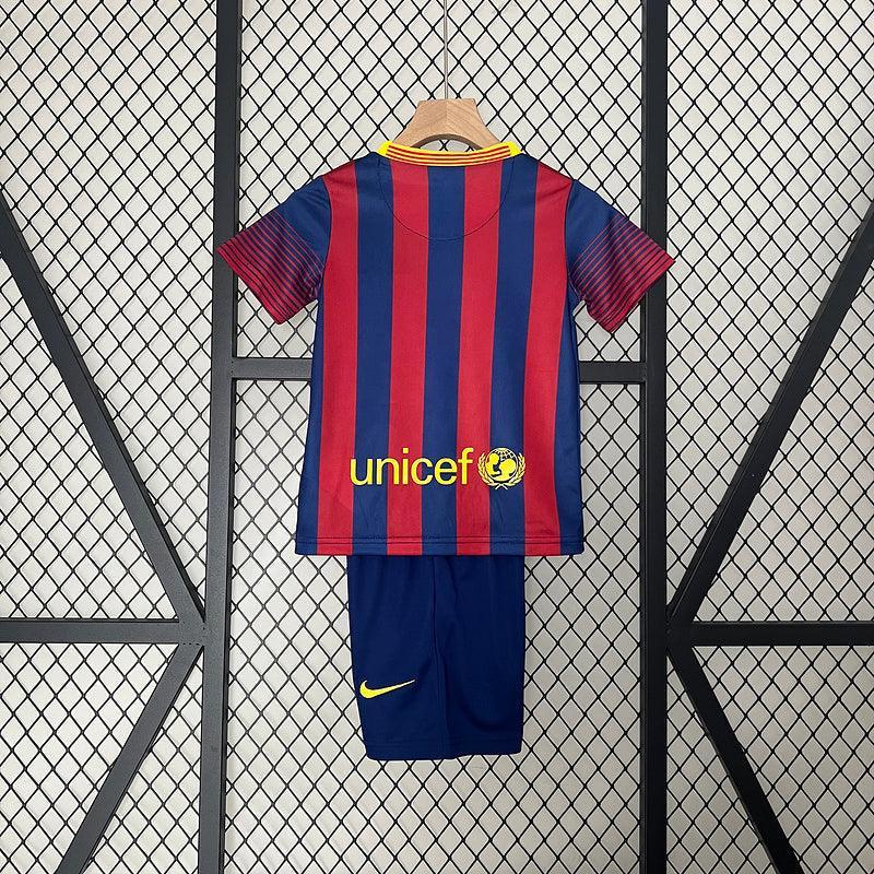 Conjunto Retrô Infantil Barcelona l 2013/14 Torcedor Grena