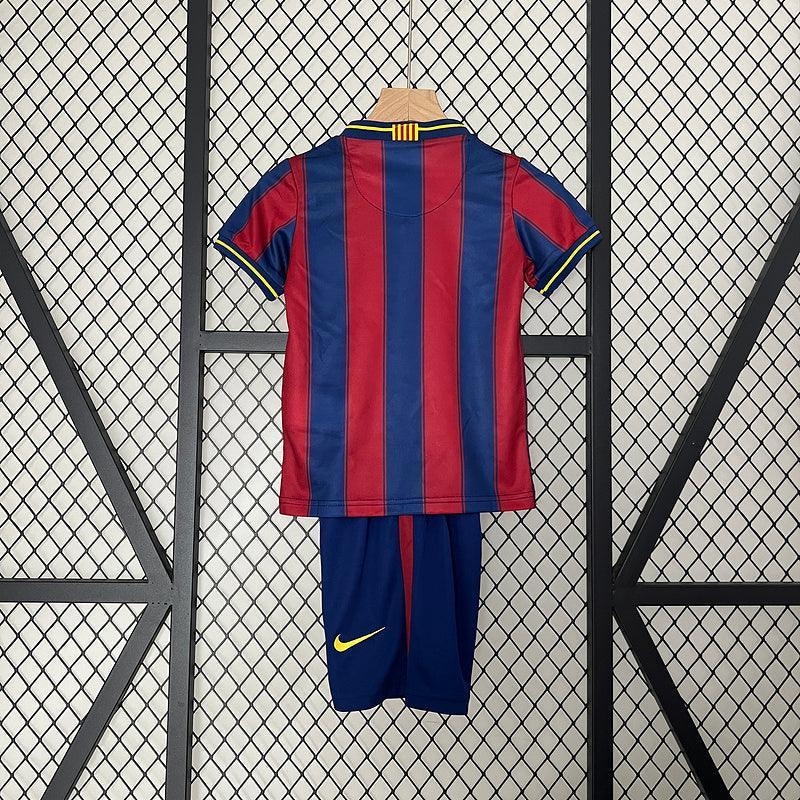 Conjunto Retrô Infantil Barcelona l 2009/10 Torcedor Grena