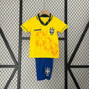 Conjunto Retrô Infantil Seleção Brasil l 1994 Amarelo Modelo Torcedor