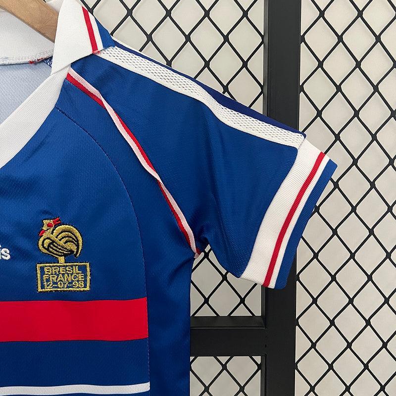 Conjunto Retrô Infantil Seleção França l 1998 Azul Modelo Torcedor