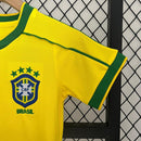 Conjunto Retrô Infantil Seleção Brasil l 1998 Amarelo Modelo Torcedor