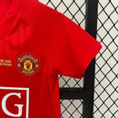 Conjunto Retrô Infantil Manchester United l 2007/08 Torcedor Vermelho