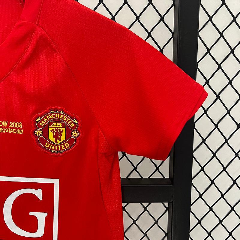 Conjunto Retrô Infantil Manchester United l 2007/08 Torcedor Vermelho