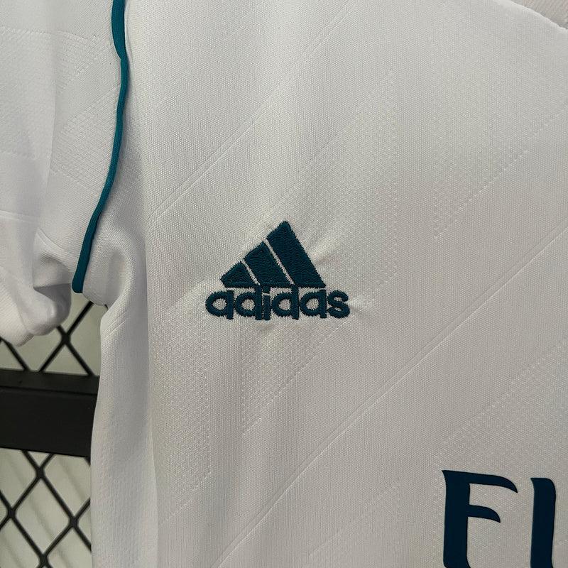 Conjunto Retrô Infantil Real Madrid l 2017/18 Branco Modelo Torcedor