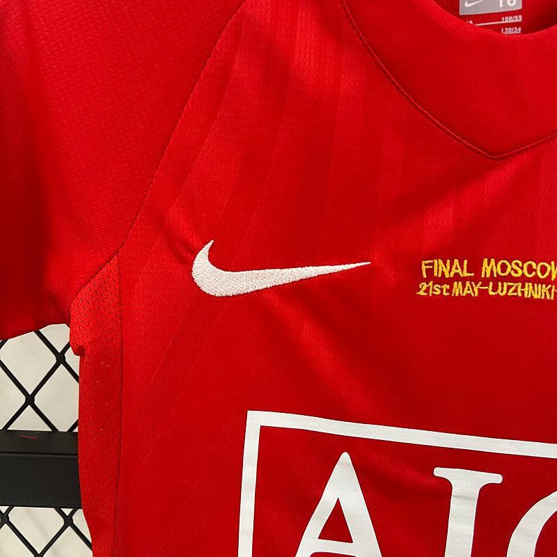 Conjunto Retrô Infantil Manchester United l 2007/08 Torcedor Vermelho