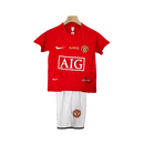 Conjunto Retrô Infantil Manchester United l 2007/08 Torcedor Vermelho