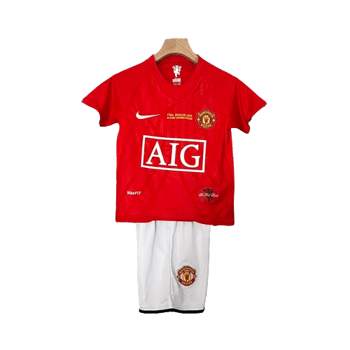 Conjunto Retrô Infantil Manchester United l 2007/08 Torcedor Vermelho