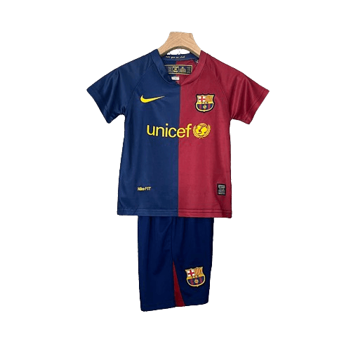 Conjunto Retrô Infantil Barcelona l 2008/09 Torcedor Grena