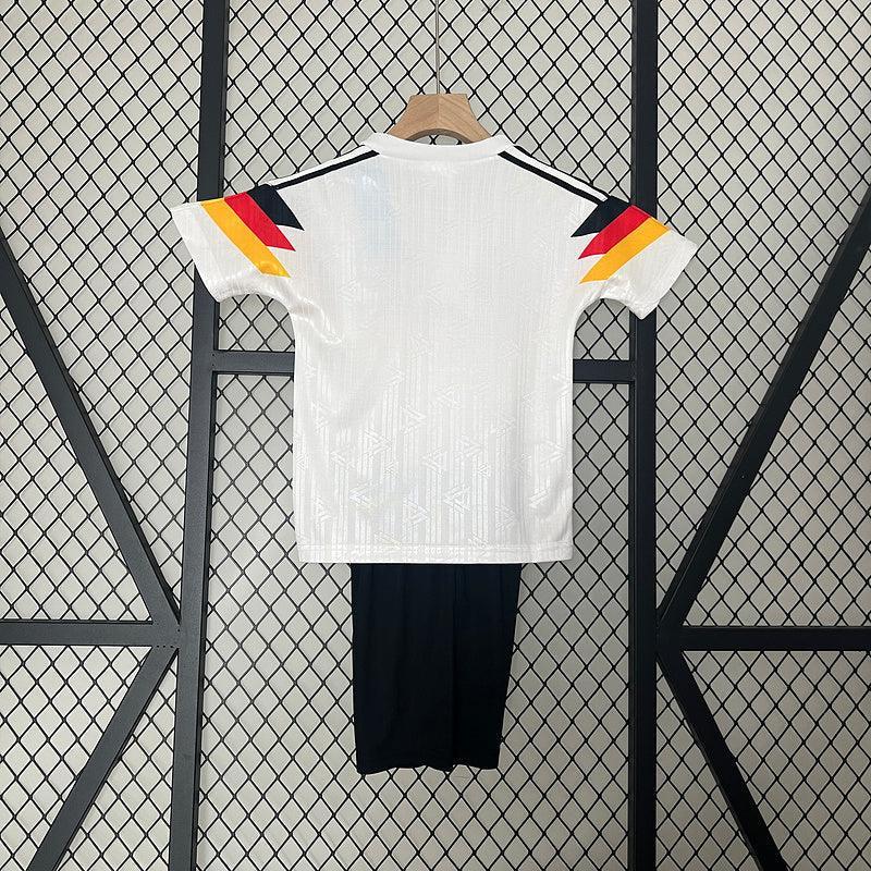 Conjunto Retrô Infantil Seleção Alemanha l 1990 Branco Modelo Torcedor