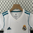 Conjunto Retrô Infantil Real Madrid l 2017/18 Branco Modelo Torcedor
