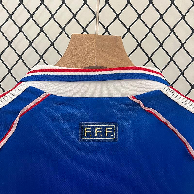 Conjunto Retrô Infantil Seleção França l 1998 Azul Modelo Torcedor