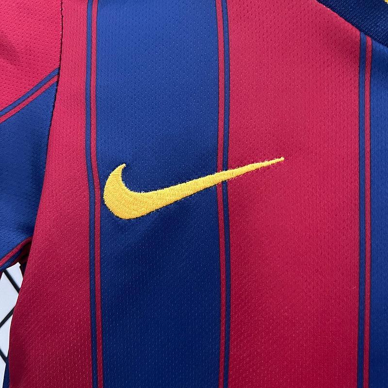 Conjunto Retrô Infantil Barcelona l 2009/10 Torcedor Grena