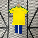 Conjunto Retrô Infantil Seleção Brasil l 1998 Amarelo Modelo Torcedor