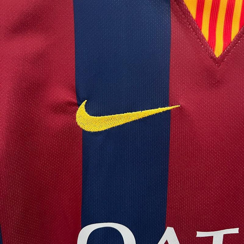 Conjunto Retrô Infantil Barcelona l 2014/15 Torcedor Grena