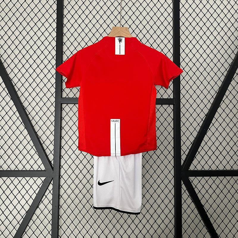 Conjunto Retrô Infantil Manchester United l 2007/08 Torcedor Vermelho