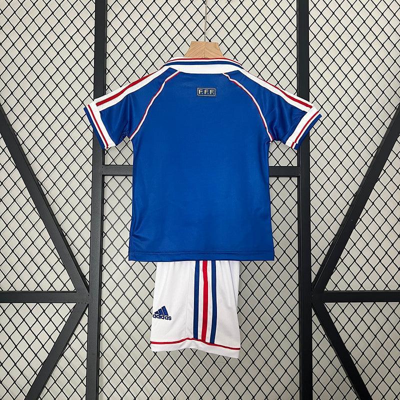 Conjunto Retrô Infantil Seleção França l 1998 Azul Modelo Torcedor