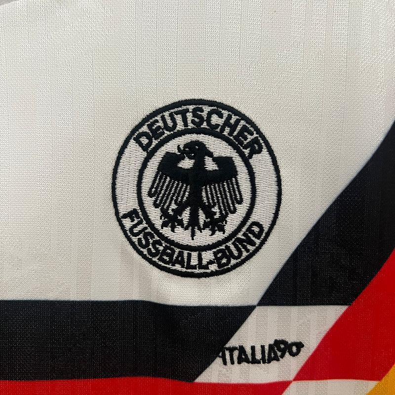 Conjunto Retrô Infantil Seleção Alemanha l 1990 Branco Modelo Torcedor