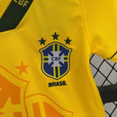 Conjunto Retrô Infantil Seleção Brasil l 1994 Amarelo Modelo Torcedor