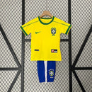 Conjunto Retrô Infantil Seleção Brasil l 1998 Amarelo Modelo Torcedor