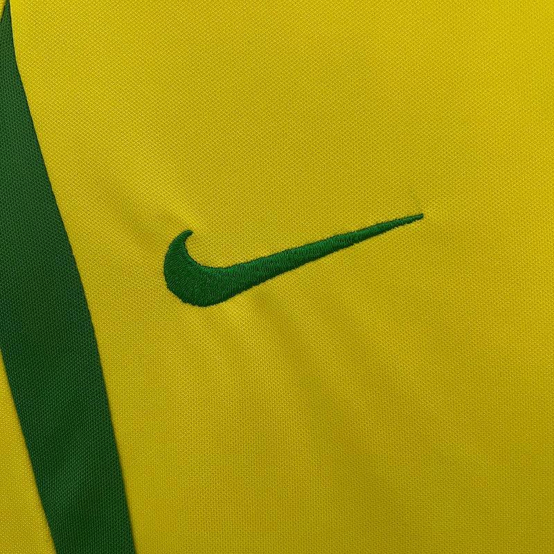 Conjunto Retrô Infantil Seleção Brasil l 2002 Amarelo Modelo Torcedor