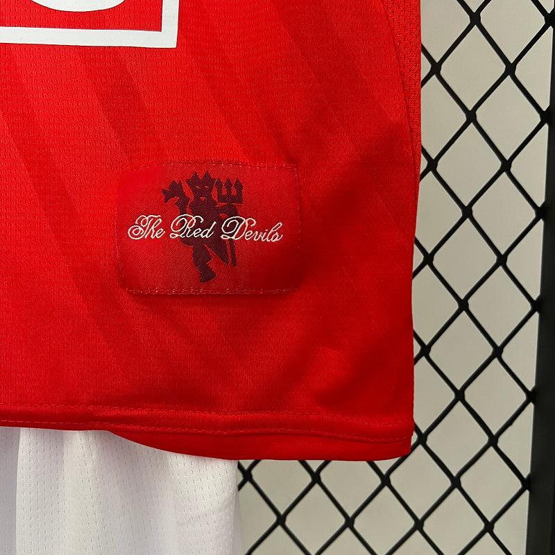 Conjunto Retrô Infantil Manchester United l 2007/08 Torcedor Vermelho