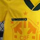 Conjunto Retrô Infantil Seleção Brasil l 1994 Amarelo Modelo Torcedor