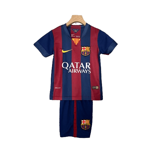Conjunto Retrô Infantil Barcelona l 2014/15 Torcedor Grena