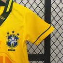 Conjunto Retrô Infantil Seleção Brasil l 1994 Amarelo Modelo Torcedor