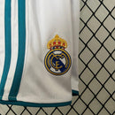 Conjunto Retrô Infantil Real Madrid l 2017/18 Branco Modelo Torcedor