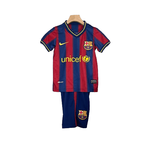Conjunto Retrô Infantil Barcelona l 2009/10 Torcedor Grena