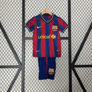 Conjunto Retrô Infantil Barcelona l 2009/10 Torcedor Grena